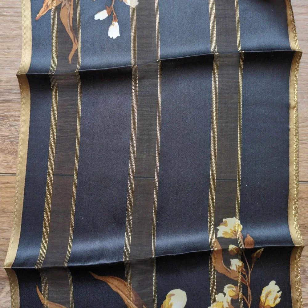 Jones New York Silk Floral Oblong Scarf - Black, Tan,‎ Gold Moody